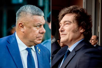 Claudio "Chiqui" Tapia, titular de la AFA, y el presidente Javier Milei