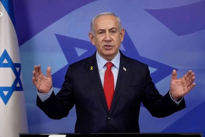 El primer ministro de Israel, Benjamin Netanyahu, pronuncia un comunicado por televisión el martes 26 de noviembre de 2024, en Jerusalén, Israel