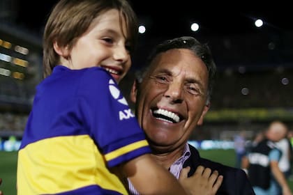 Miguel Angel Russo, festejando el título local que ganó con Boca en 2020, en su segunda etapa en el club de la Ribera